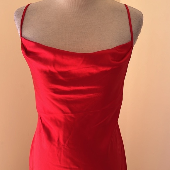 New! California Dynasty red medium cowl sleepwear slip dress. - Picture 2 of 9
